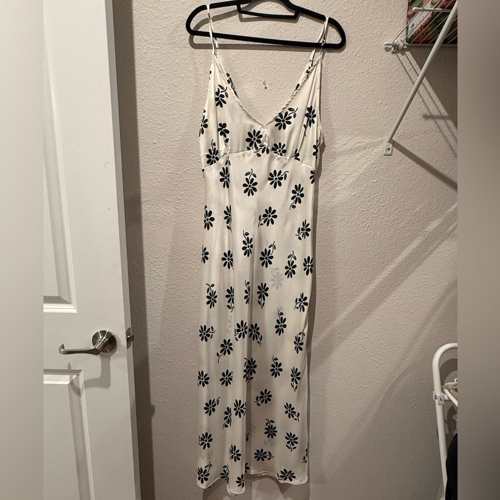 ASOS white daisy silk midi dress